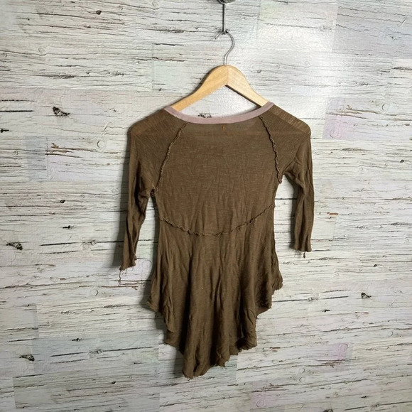 Intimately free people brown pink distressed too blouse size xs - Picture 7 of 11
